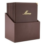 Menukansio A4 Securit® Classic ruskea 20 kpl + boxi 