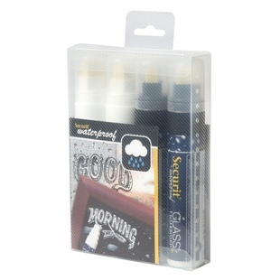 Chalk Marker vedenkestävä 7-15mm 4kpl valkoinen/musta