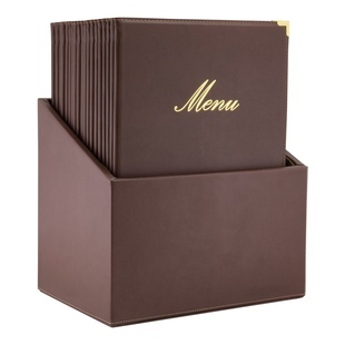 Menukansio A4 Securit® Classic ruskea 20 kpl + boxi 