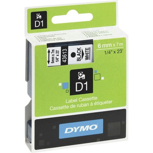 DYMO D1 6 MM MUSTA/VALKOINEN POHJA