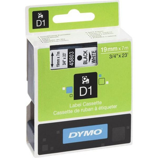DYMO D1 19 MM MUSTA/VALKOINEN POHJA